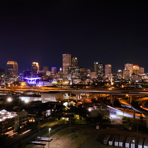 Dynamic New Orleans Night Skyline