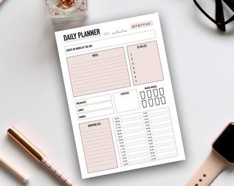 A4 & A5 Afdrukbare dagelijkse planner, dagelijks schema, directe download, schema van een half uur, takenlijst