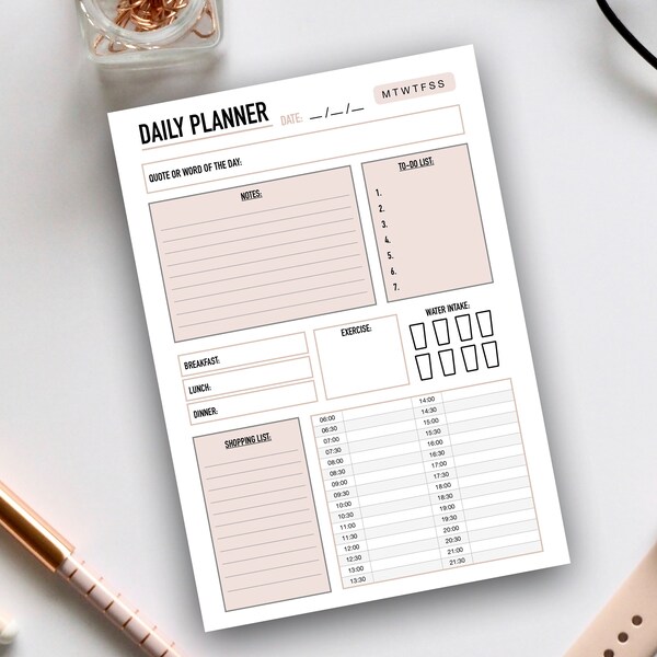 A4 & A5 Printable Daily Planner, Daily Schedule, Instant Download, Half Hour Schedule, To-Do List