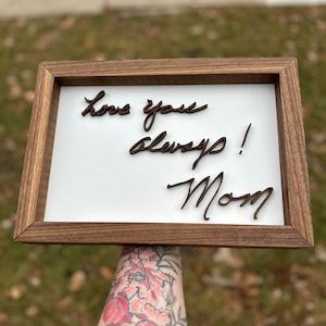 Handwriting Recreation, Custom Handwriting Gift, Turn Your Loved One&#39;s Handwriting Into Art, Hardwood Handwriting Replica