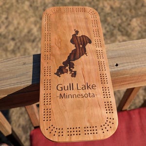 Gull Lake Cribbage Board, Gift for the Cabin, Cabin Games, Camping Games, Games by the Fire, Card Games, Personalized Cribbage Board