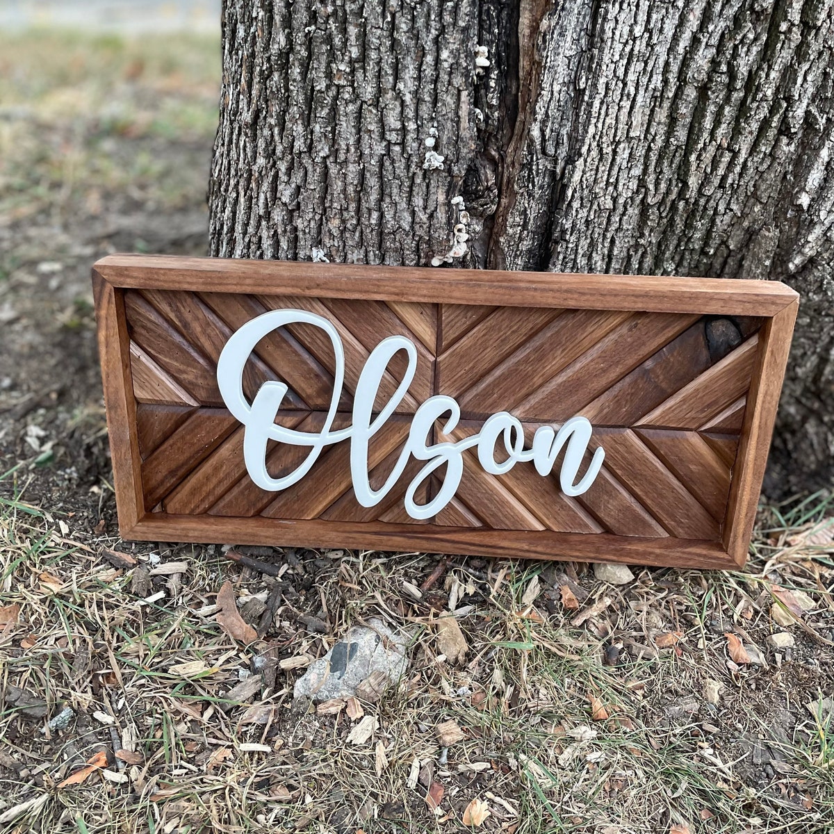 Family Name Sign, Custom Walnut Mosaic Name Sign, Custom Wall Decor, Wedding Gift - Etsy