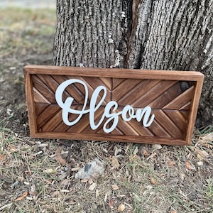 Family Name Sign, Custom Walnut Mosaic Name Sign, Custom Wall Decor, Wedding Gift