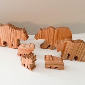 Montessori Bear Family Wooden Figures