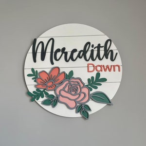 Custom Nursery Name Sign, Custom Name Sign, Nursery Decor, Floral Nursery Decor