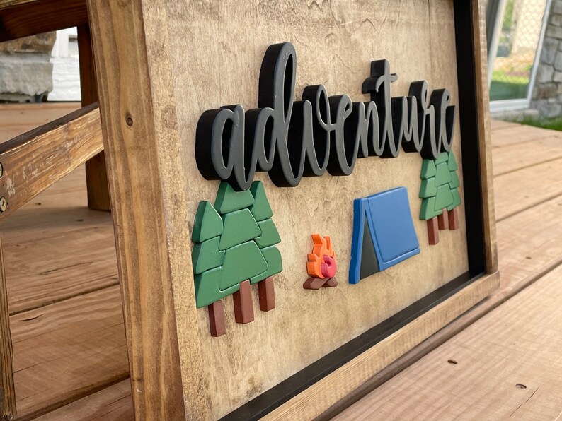 Wooden Adventure Sign, Camping Bedroom Decor, Camping Nursery Decor ...