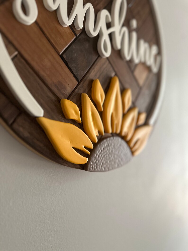 You Are My Sunshine Wooden Sign, Walnut Herringbone Sunflower Sign ...