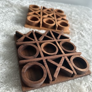 Wooden Tic Tac Toe Game, Montessori Game, Wooden board game