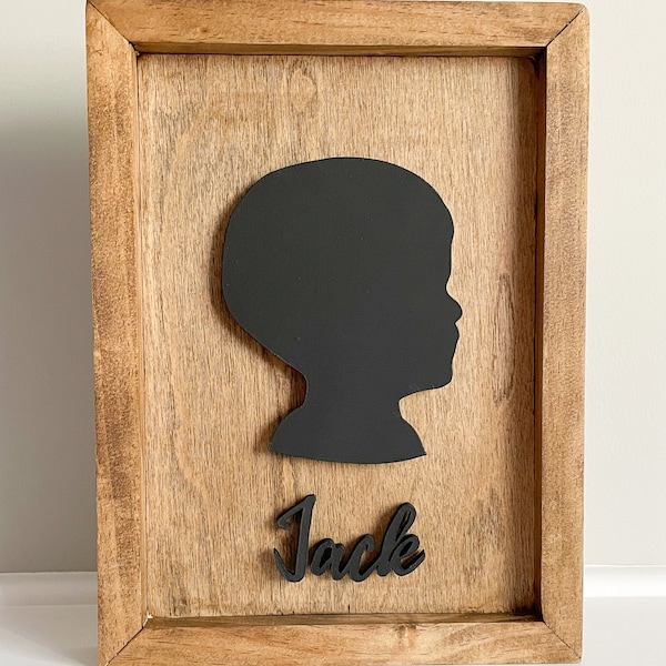 Custom Portrait Silhouette, Silhouette Art from Your Photo, Framed Wooden Silhouette, Custom Kids Portrait, Custom Gift