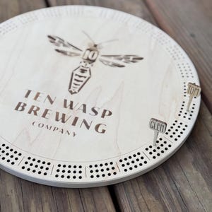 Custom Round Cribbage Board, Logo Cribbage Board, Three Track Cribbage Board, Fathers Day gift
