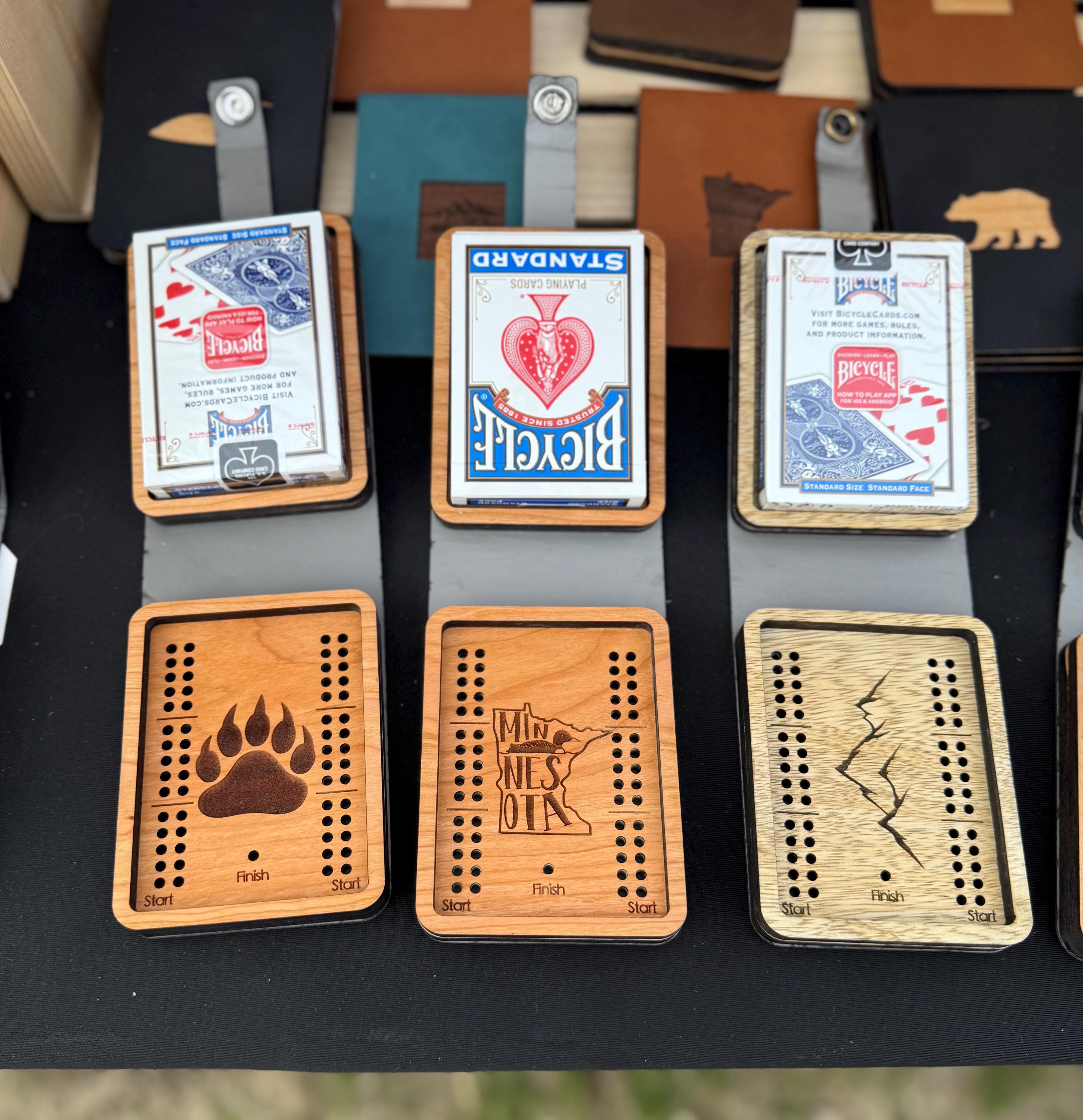 Travel Cribbage Board with Card Storage, Custom Travel Cribbage, Folding Cribbage Board, Personalized Game