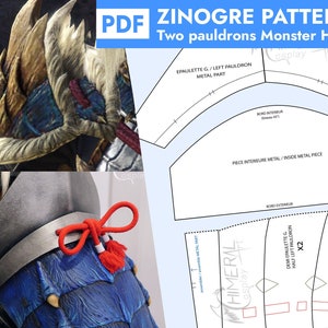 Zinogre armor pauldrons - Monster Hunter World inspired - PDF pattern to download