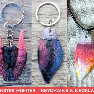 Keychains and necklaces Gore Magala, Mizutsune MONSTER HUNTER. Handmade dragon scale from resin