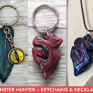 Keychains and necklaces Odogaron, Pukei Pukei MONSTER HUNTER. Handmade dragon scale from resin and evafoam