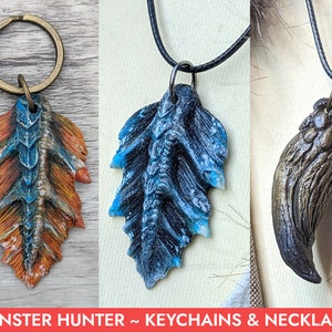 Keychains and necklaces Lagiacrus, Nergigante MONSTER HUNTER. Handmade dragon scale from resin