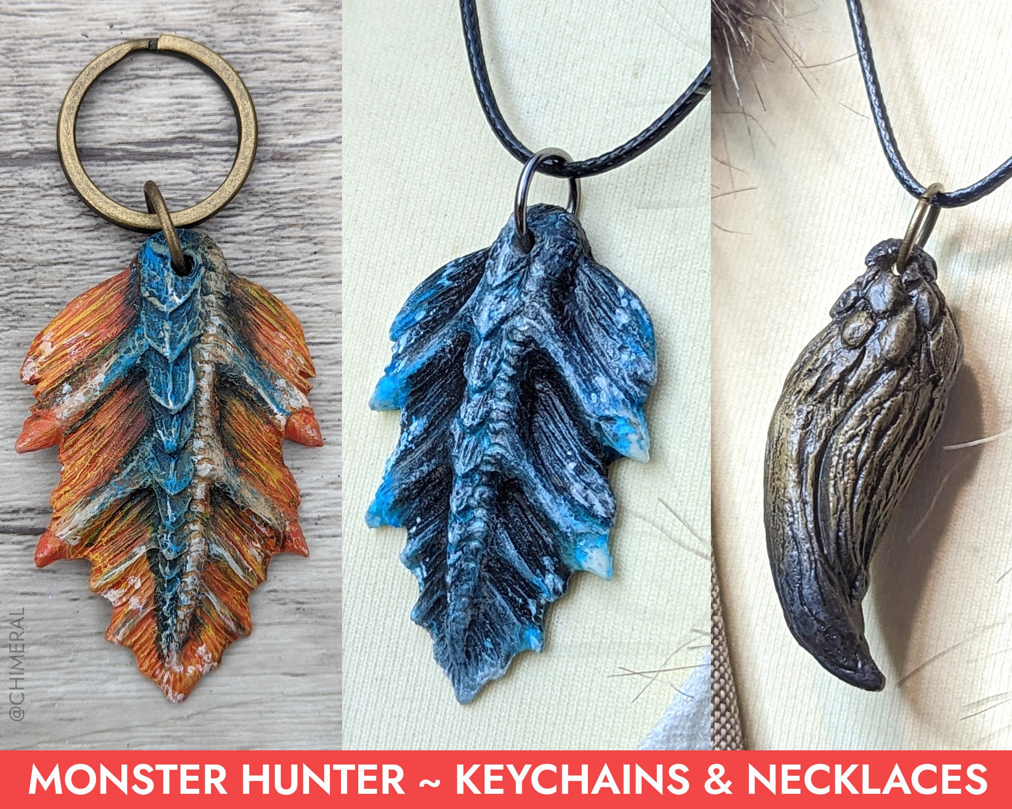 Keychains and necklaces Lagiacrus, Nergigante MONSTER HUNTER. Handmade dragon scale from resin