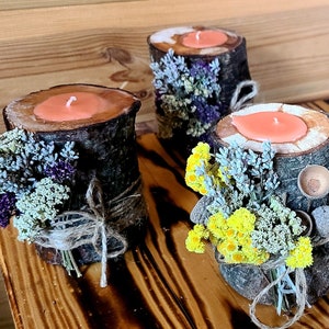 Wooden candles Tealights Lanterns Wood decoration Table decoration Woodwork Natural wood Gift idea