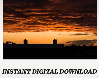 sky at night over the farm DIGITAL DOWNLOAD jpeg