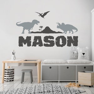 Custom Adventurous Dinosaurs Wall Decal| Personalized Name Vinyl Decal| Custom Kids Name| Custom Nursery Decal| Personalized Kids Playroom