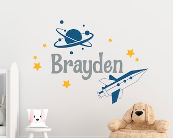 Custom Space Rocket Name Wall Decal, Personalized Name Vinyl Decal, Personalized Kids Name, Custom Kids Name, Personalized Nursery Decal
