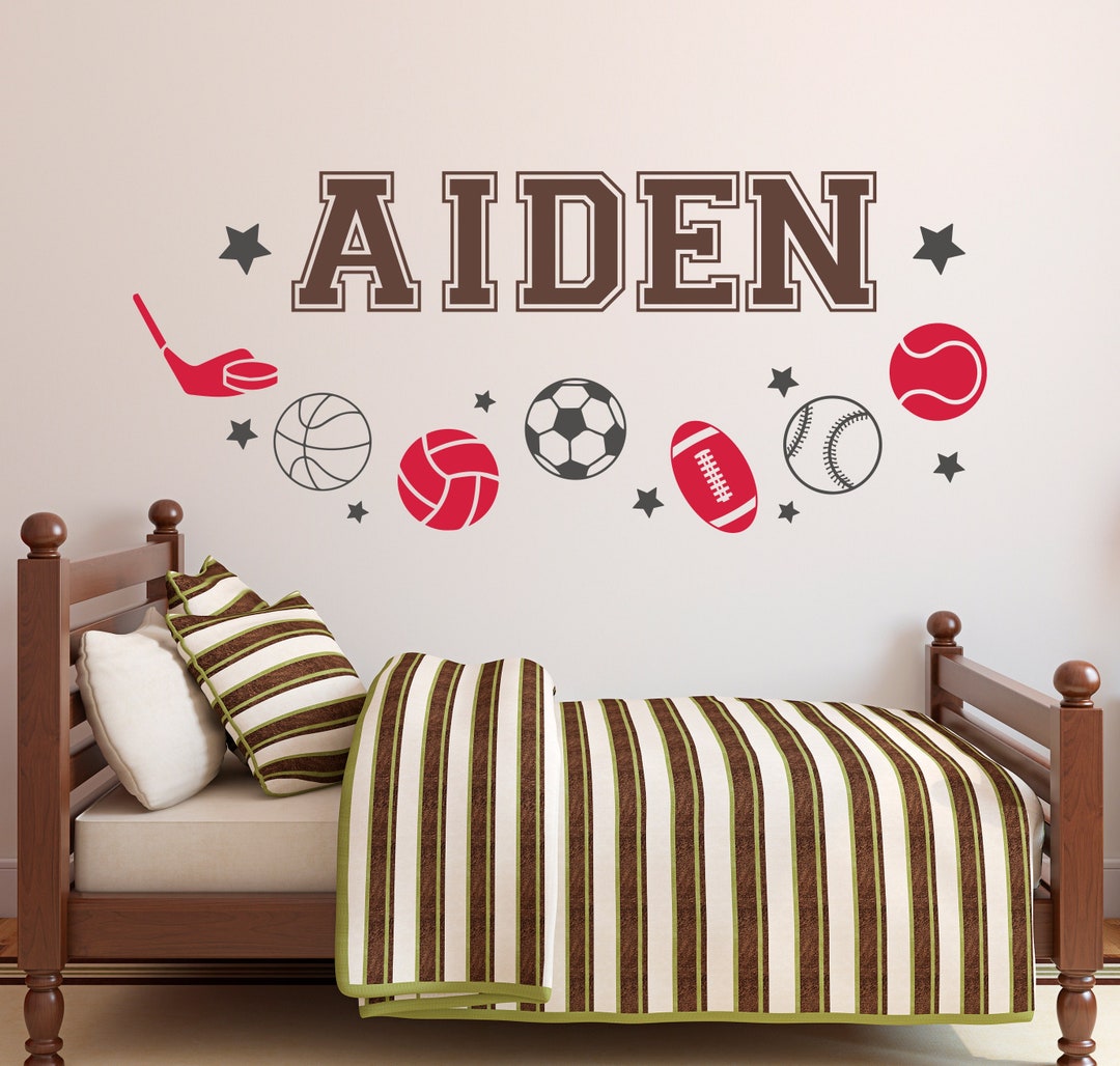 Custom All Sports Name Wall Decal, Personalized Name Vinyl Decal ...