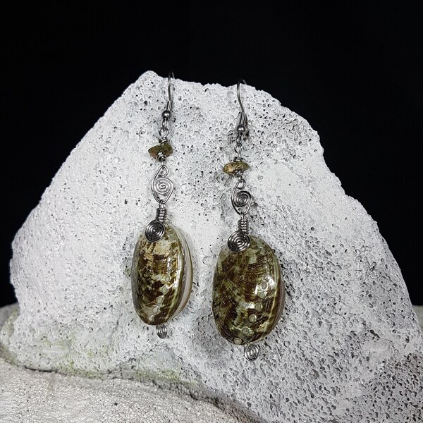 Boucles D'oreilles Vintage En Nacre Et Coquillage, Fermoir Clip - État Parfait, Idéales Pour Un Look Rétro