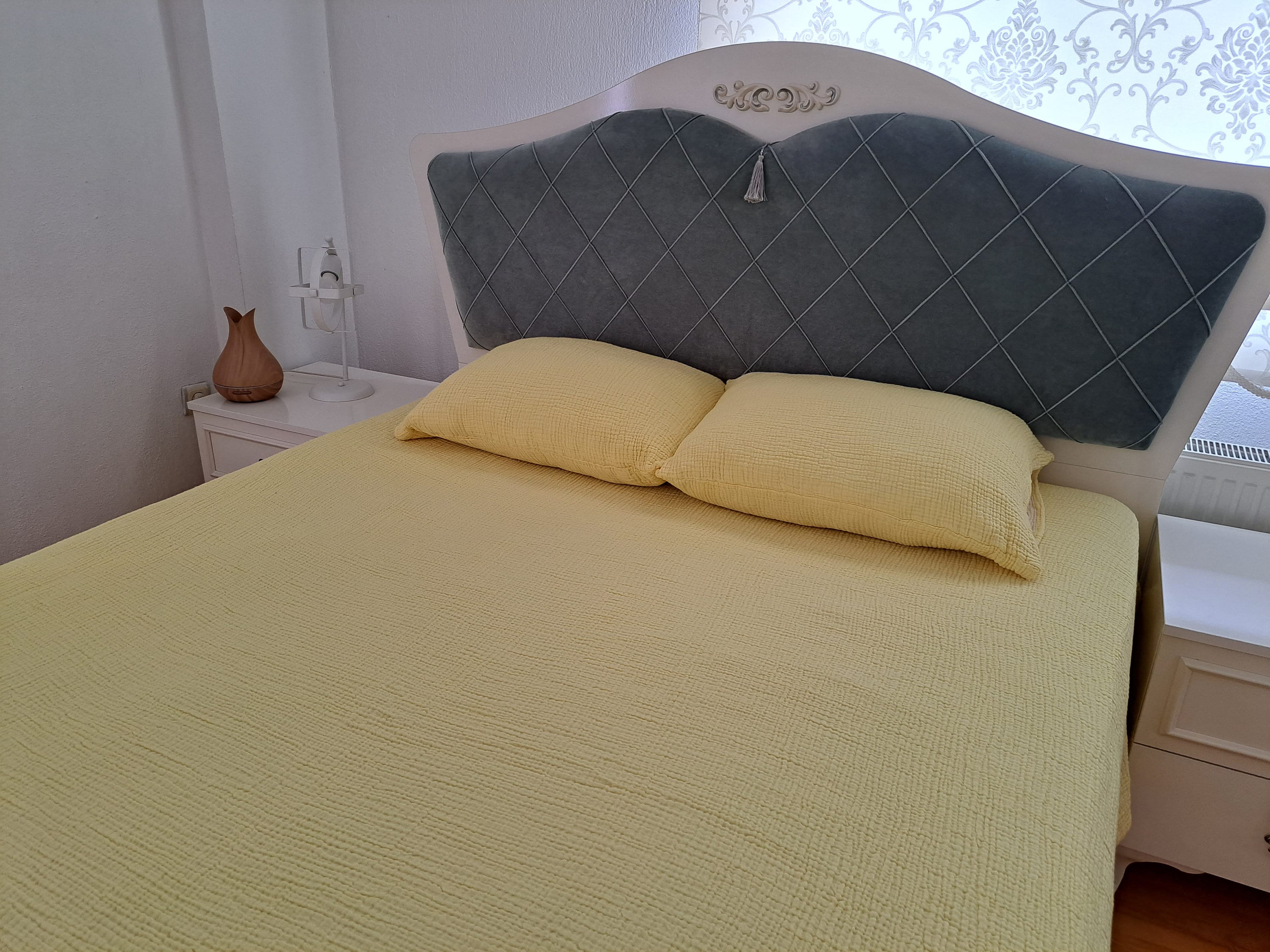 Couvre-lit Ou Couette Vintage Fleuri Multicolore – Quilt Piqué Main – Taille Full/queen – Jaune Et Fleurs