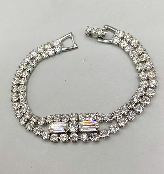 Vintage Weiss Clear Rhinestones Sparkling Bracelet