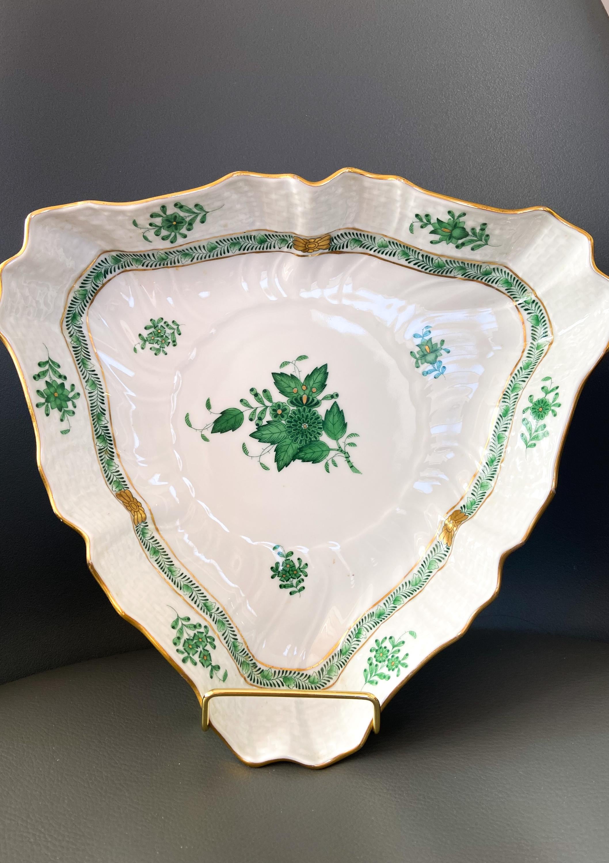 食器 HERENDHVNGARY HANDPAINTED Vintage Herend Hungary Hand Painted Green Chinese Bouquet