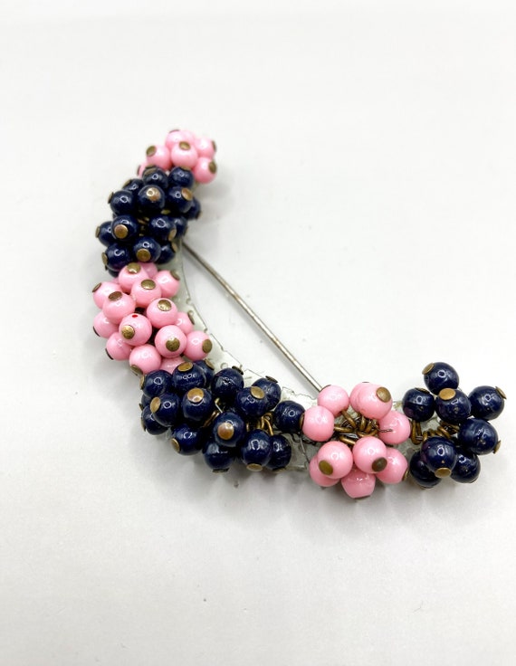 Vintage Early Miriam Haskell Pink and Deep Blue C… - image 1