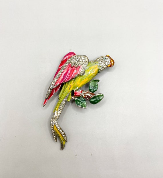 Vintage Jose Rodriguez Multicolor Enameled Parrot 