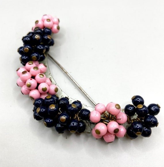 Vintage Early Miriam Haskell Pink and Deep Blue C… - image 2