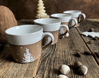 Handmade Ceramic Coffee Cup for Christmas