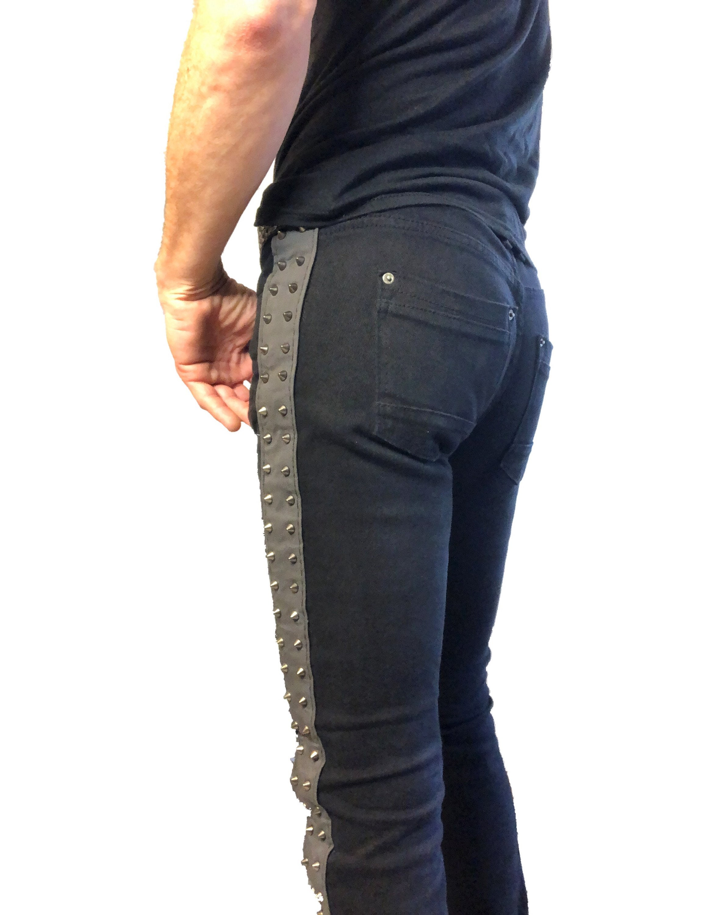 Punk Men's Skinny Jeans Mid-waist Printed