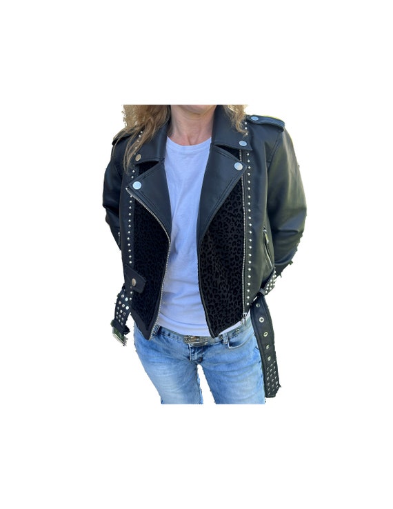 Studded faux leather clearance jacket