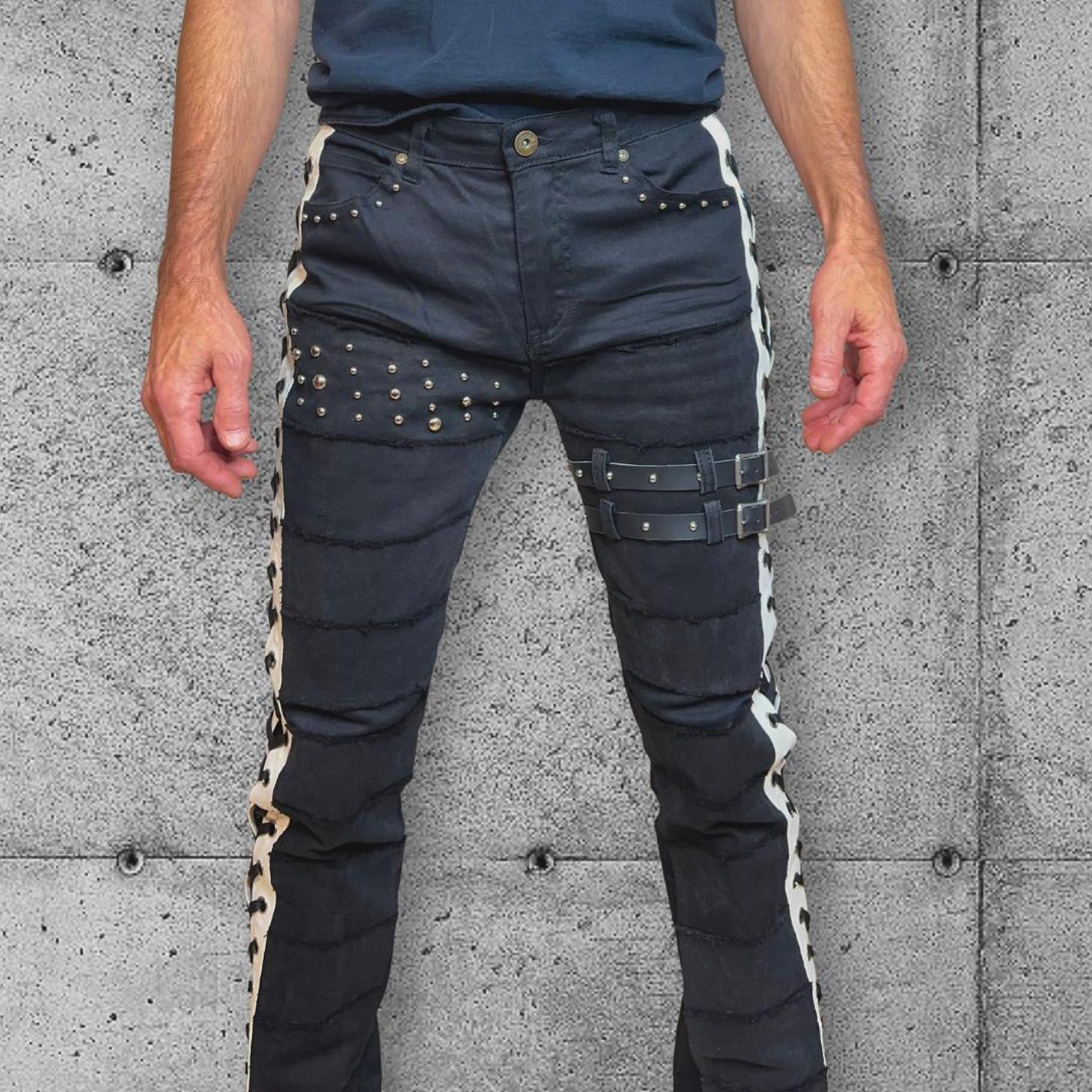 Men’s Blackout Gothic/punk Rocker Jeans - Etsy