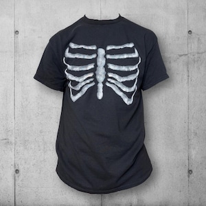 Punk Rock Skeleton Rib Cage Black T Shirt