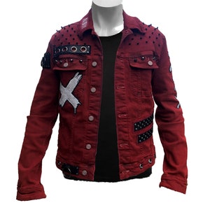 Men’s Scarlet Red Punk Rock Battle Jacket (The Forsaken)