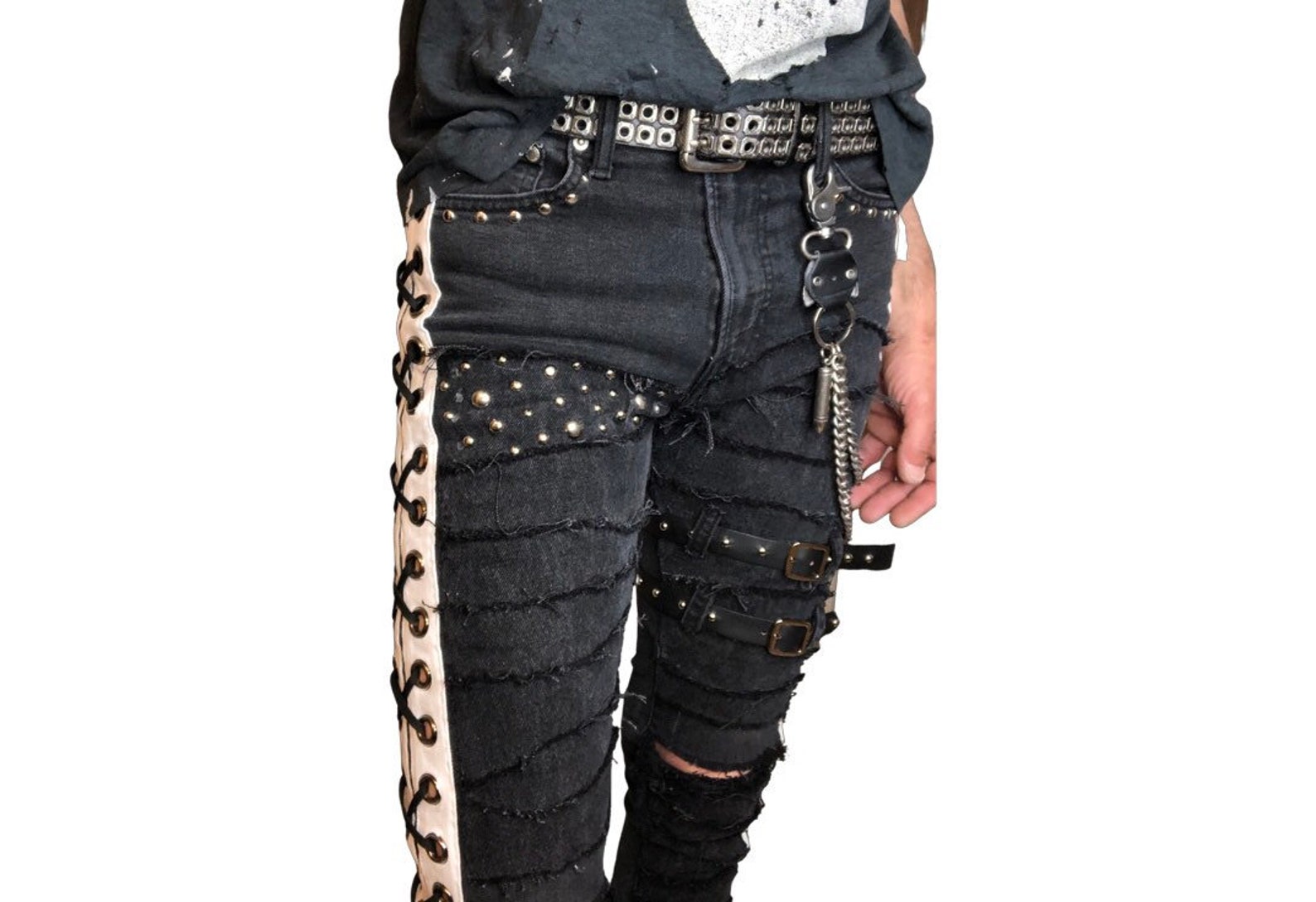 Mens Blackout Gothic/punk Rocker Jeans Etsy