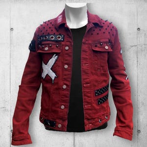 Men's Scarlet Red Punk Rock Battle Jacket (the Forsaken) - Etsy Men's Scarlet Red Punk Rock Battle Jacket (the Forsaken) - Etsy