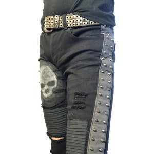 Punk men's jeans with belts