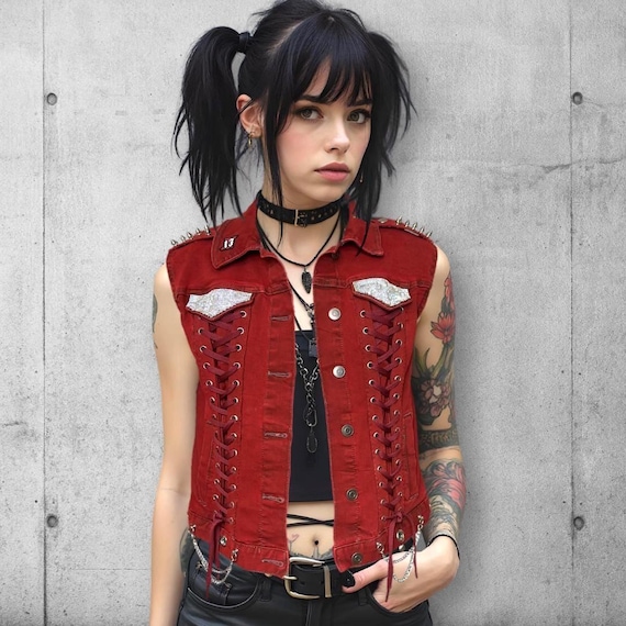 Women's Punk Black Widow Battle Vest - Etsy