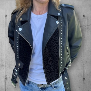 Women&#39;s Studded Vegan Leather Rock Jacket