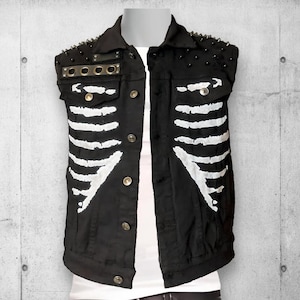 Black Punk Rock Skeleton Rib Cage Battle Vest - Etsy