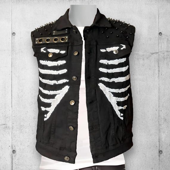 Black Punk Rock Skeleton Rib Cage Battle Vest - Etsy