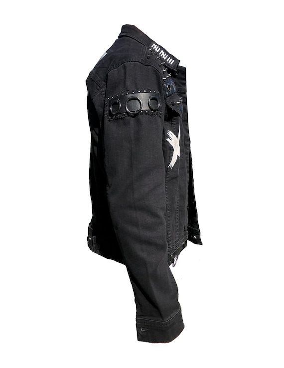 Buy Mens Black Denim Punk Rock/heavy Metal Battle Jacket the Forsaken Online in India - Etsy Buy Mens Black Denim Punk Rock/heavy Metal Battle Jacket the Forsaken Online in India - Etsy