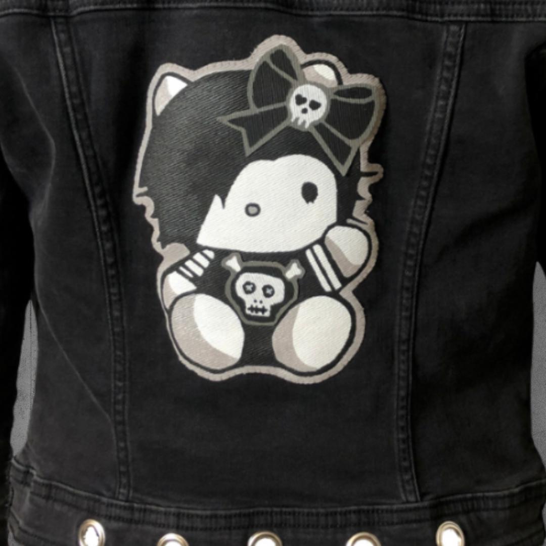Women's Black Emo/punk Rock/gothic Kitty Bling Denim Jacket Women's Black Emo/punk Rock/gothic Kitty Bling Denim Jacket
