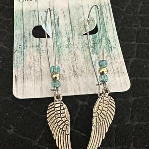 Angel Wing Earrings - Hypoallergenic Stainless-Steel Wires - Dangling Earrings