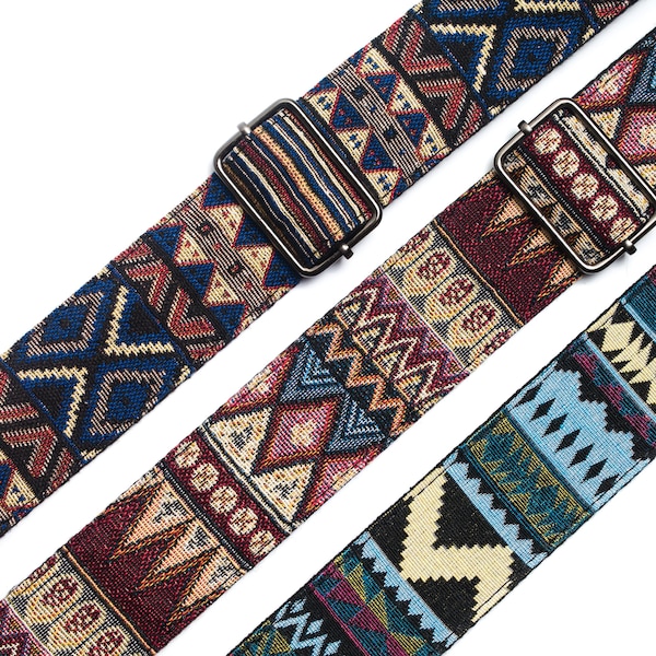 Bohemian Woven Guitar Strap For Bass, Electric & Acoustic Guitar, Strap Locks Included