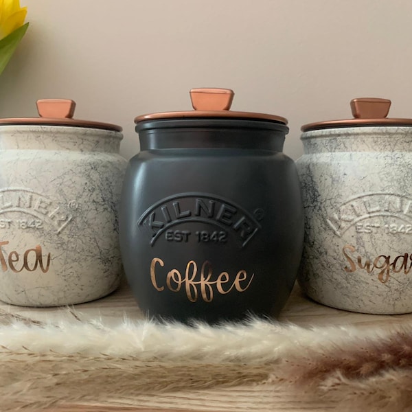 Tea Coffee Sugar Canisters Etsy UK